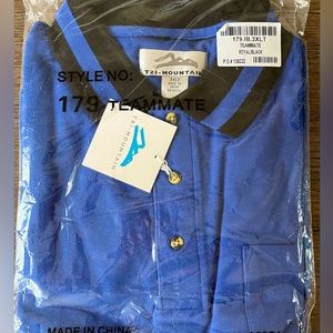 Tri-Mountain Men's Blue and Black Polo Shirt | Size 3XL Tall